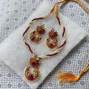 Indian Earrings & necklace gold plated set